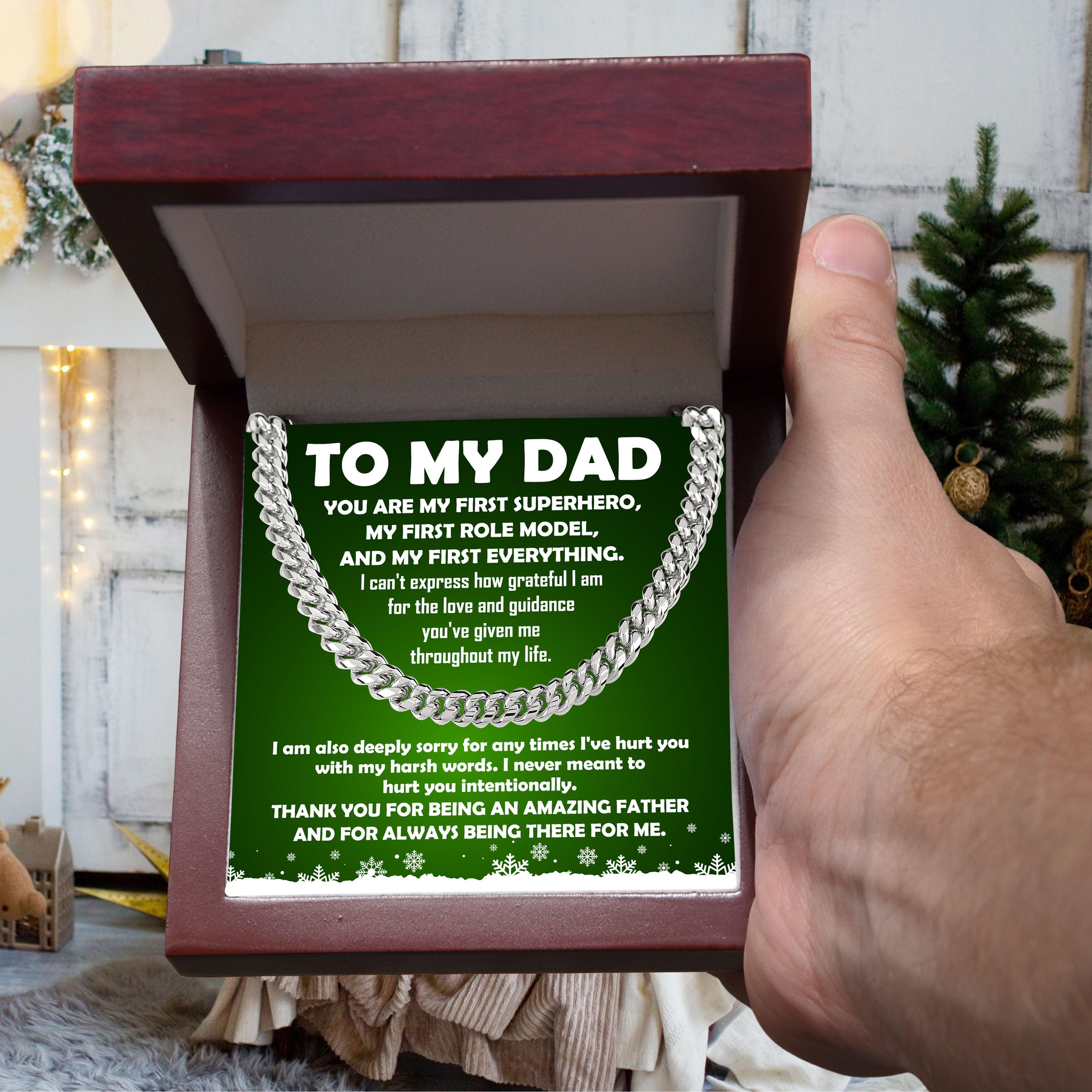 To My Dad - My First Superhero - Cuban Link Necklace - Mallard Moon Gift Shop