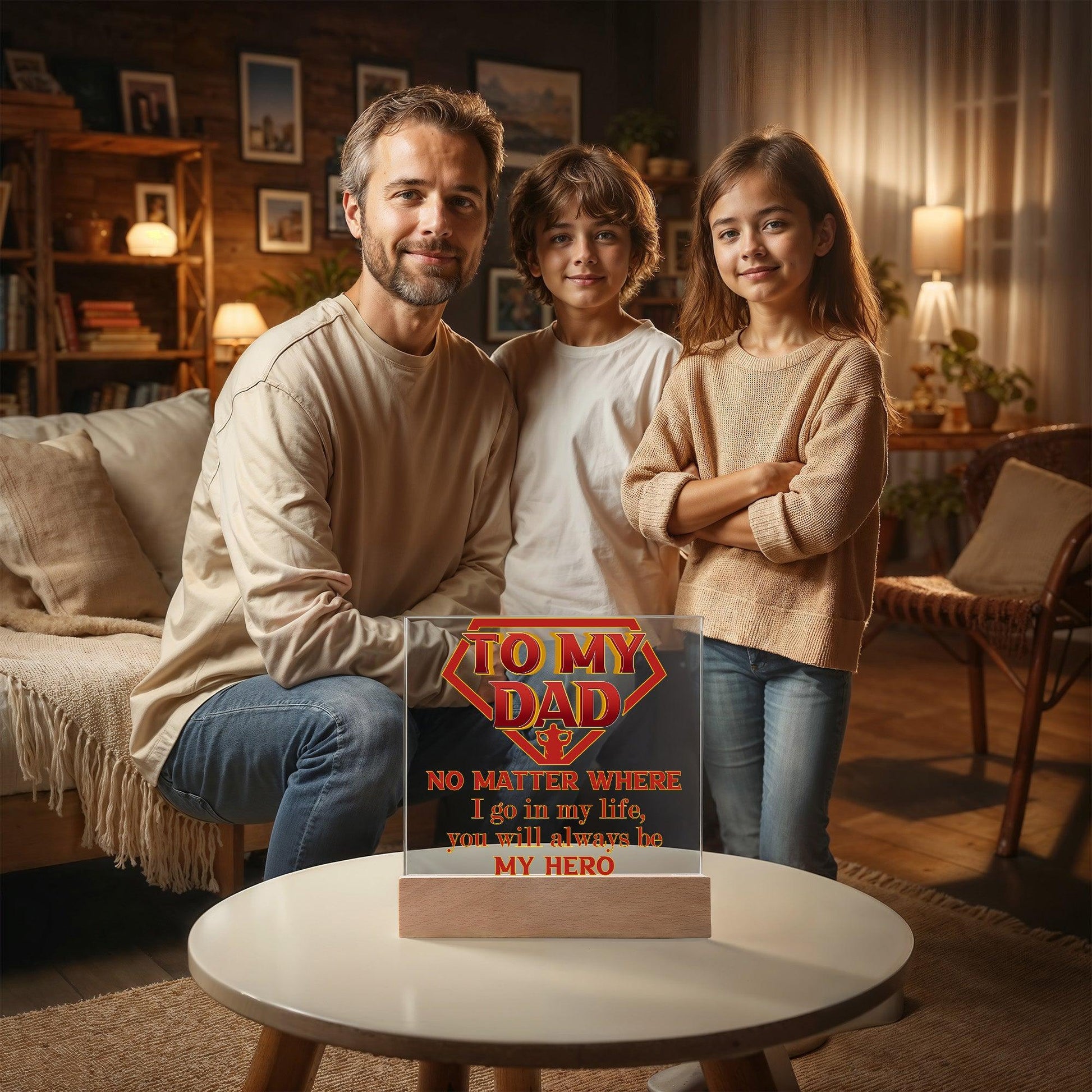 Dad Superhero Award Acrylic Plaque You Will Always Be My Hero - Mallard Moon Gift Shop