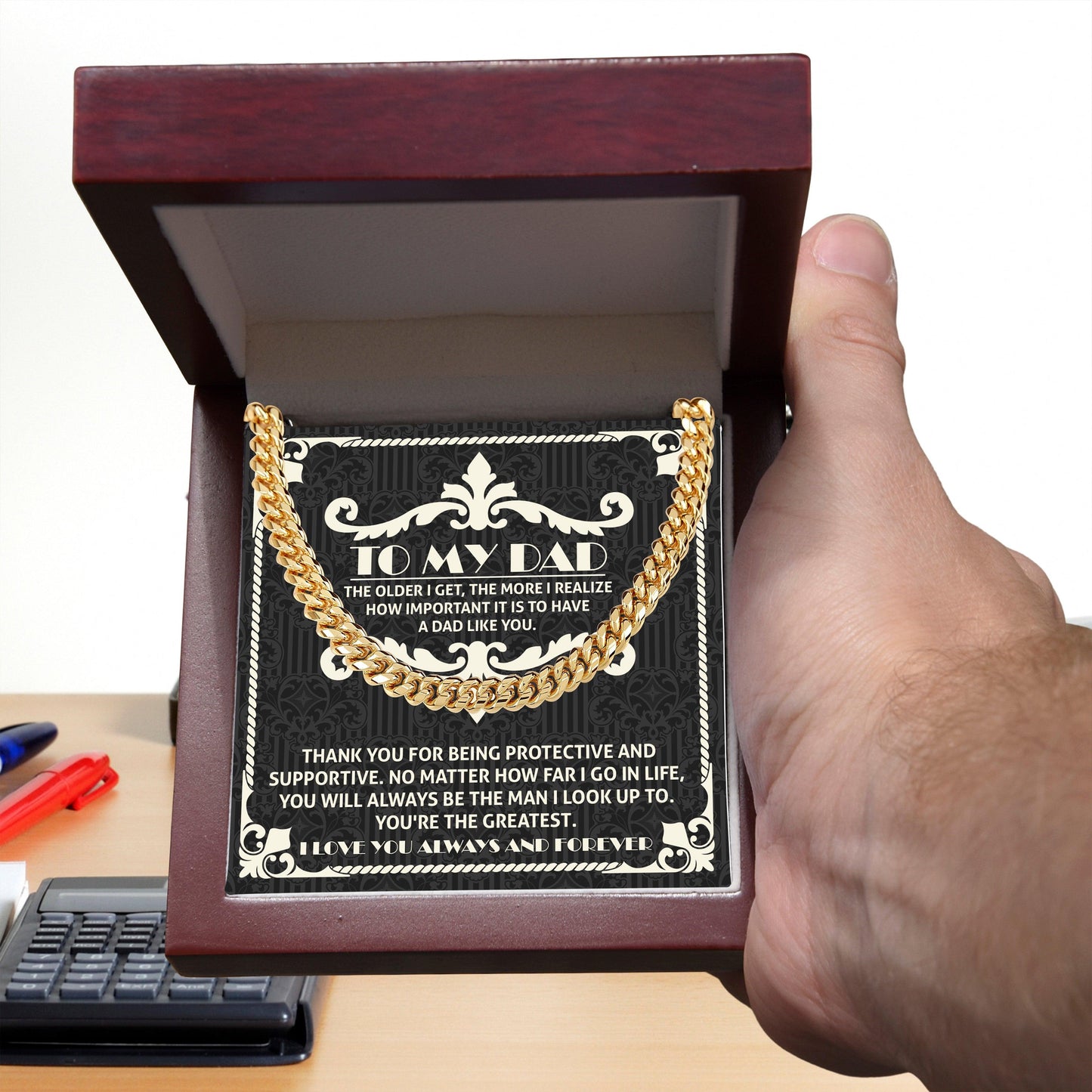 To My Dad You're the Greatest Cuban Chain Link Necklace - Mallard Moon Gift Shop