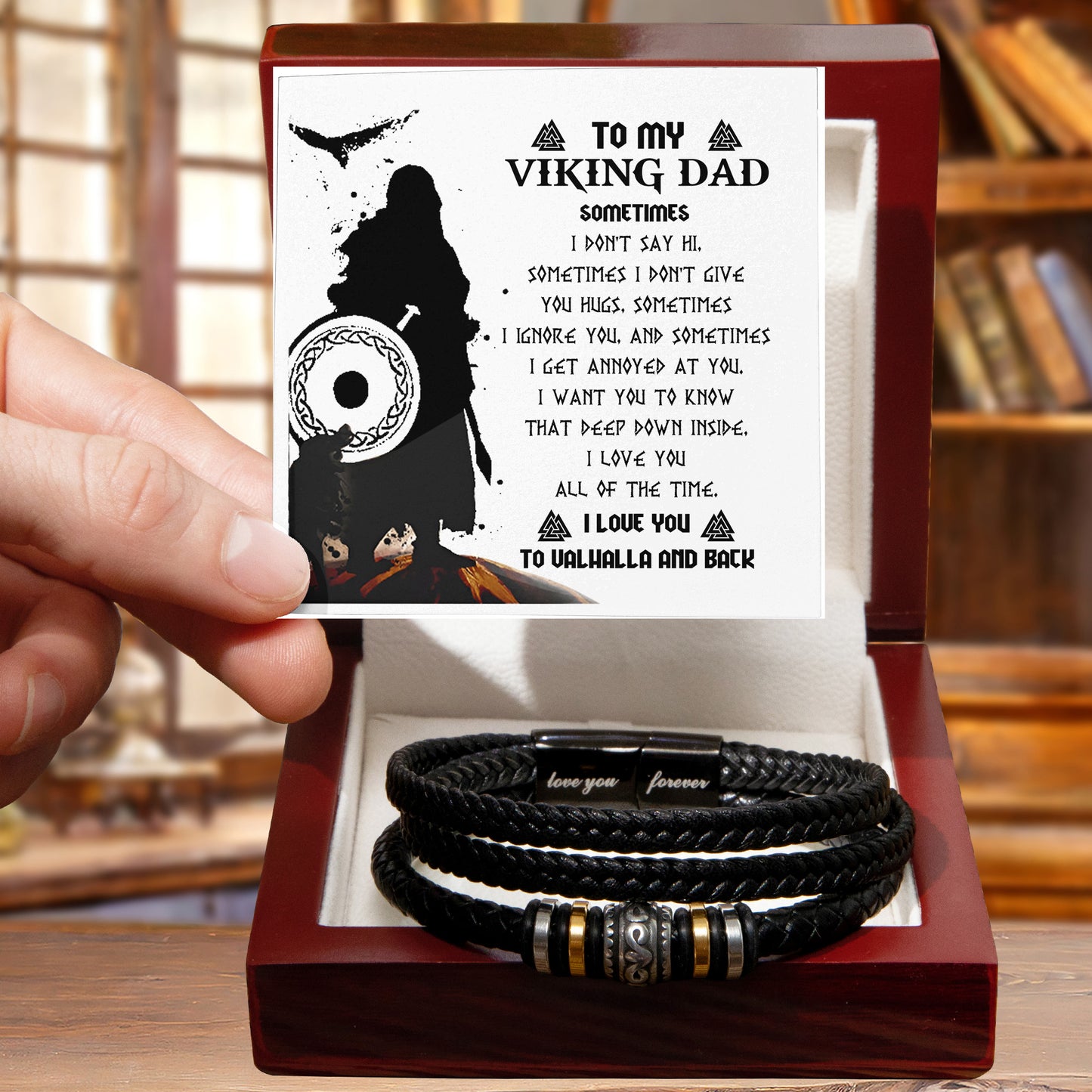 To My Viking Dad Bracelet – Deep Down I Love You All the Time – Norse Father's Day Gift for Strong Dads, Sentimental Keepsake from Son or Daughter - Mallard Moon Gift Shop