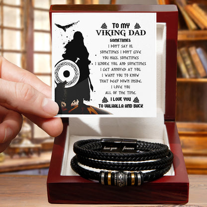 To My Viking Dad Bracelet – Deep Down I Love You All the Time – Norse Father's Day Gift for Strong Dads, Sentimental Keepsake from Son or Daughter - Mallard Moon Gift Shop