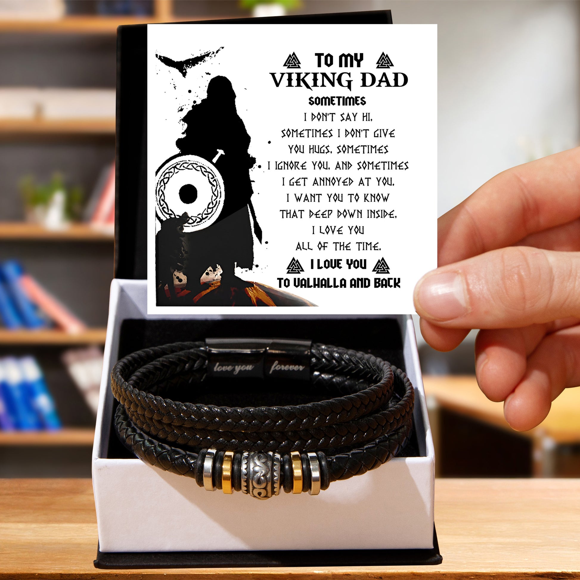To My Viking Dad Bracelet – Deep Down I Love You All the Time – Norse Father's Day Gift for Strong Dads, Sentimental Keepsake from Son or Daughter - Mallard Moon Gift Shop