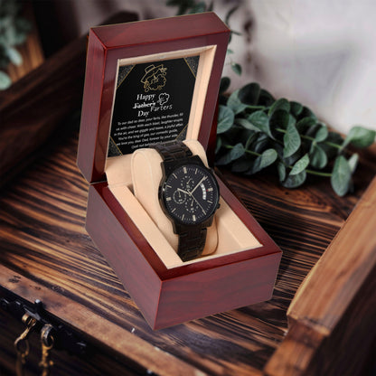 Dad Gift -Funny Happy Farter's Day Black Chronograph Watch - Mallard Moon Gift Shop