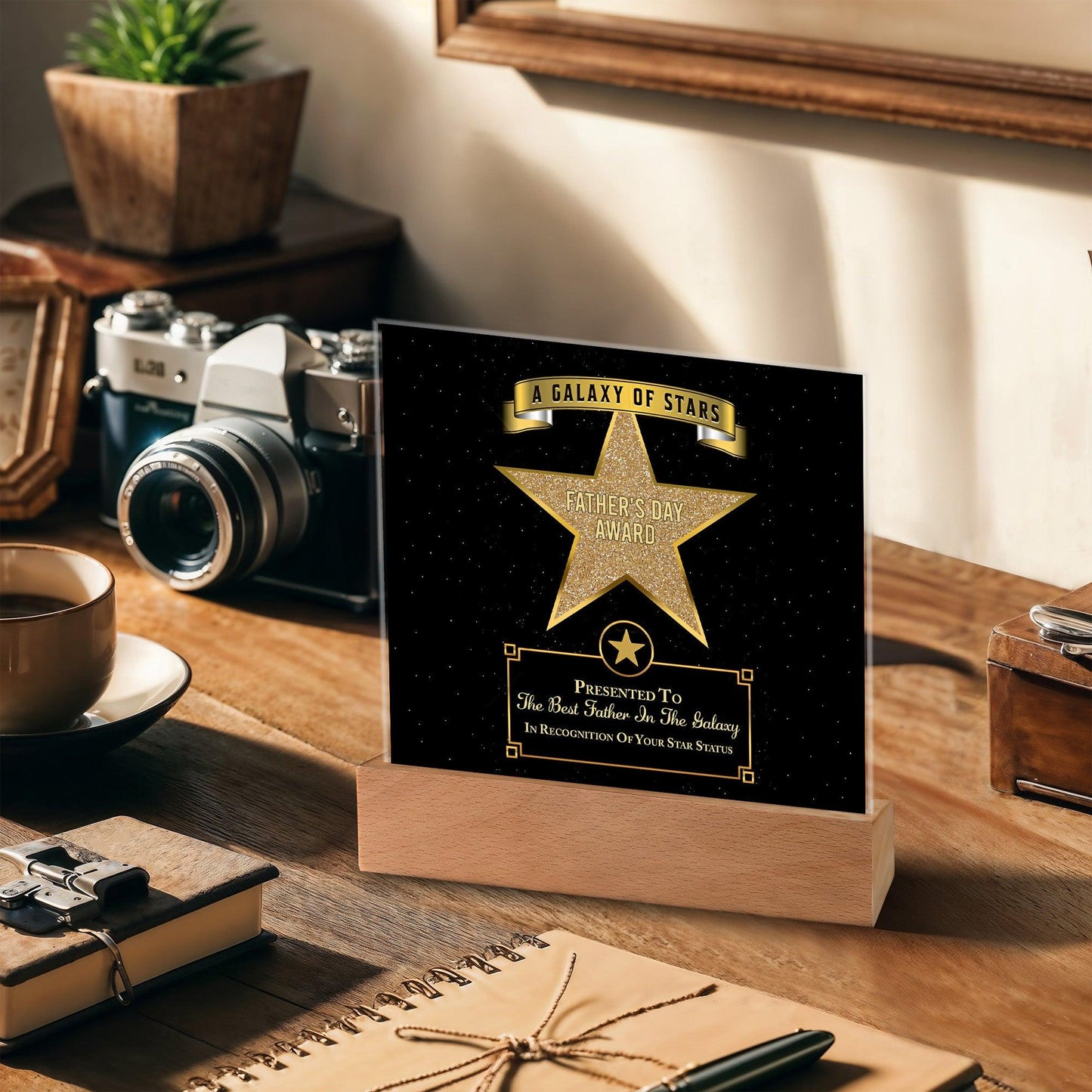Father's Day Award for Best Father in the Galaxy Acrylic Plaque - Mallard Moon Gift Shop