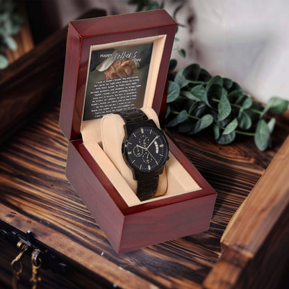 To My Dad Black Chronograph Watch - Daddy's Hands Father's Day Gift from Daughter or Son - Sentimental Watch for Dad - Birthday, Christmas, Appreciation Gift for Father - Mallard Moon Gift Shop