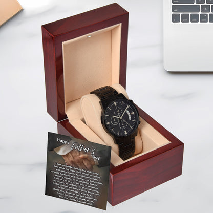 To My Dad Black Chronograph Watch - Daddy's Hands Father's Day Gift from Daughter or Son - Sentimental Watch for Dad - Birthday, Christmas, Appreciation Gift for Father - Mallard Moon Gift Shop