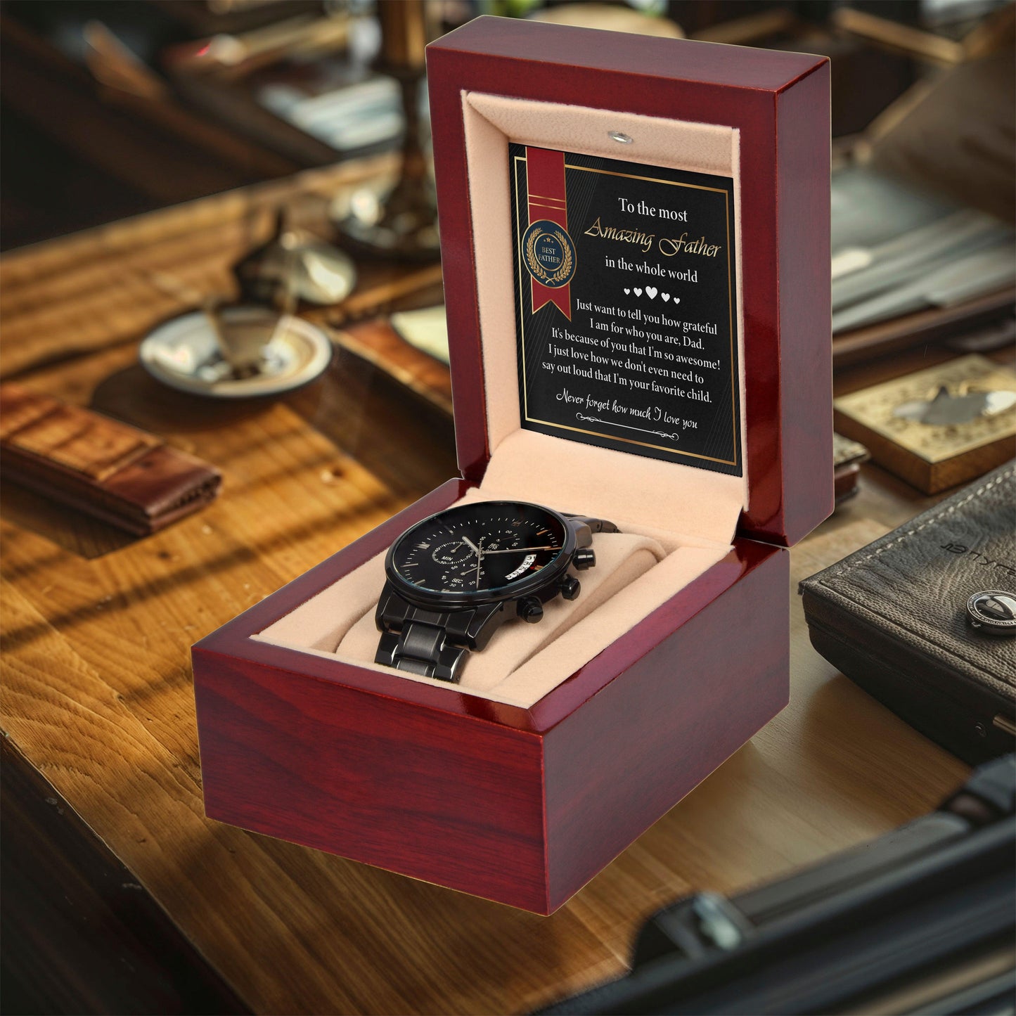 Dad Gift - We Don't Need To Say Out Loud I am You Favorite Child Black Chronograph Watch - Mallard Moon Gift Shop