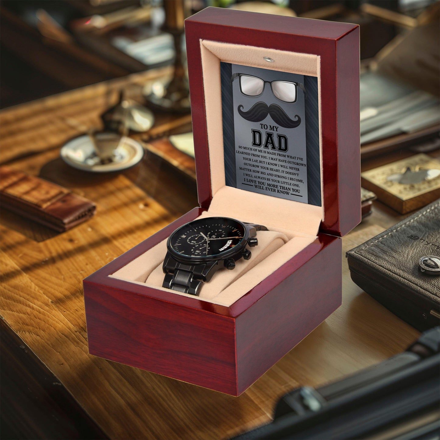 Gift for Dad - What I Learned From You Black Chronograph Watch - Mallard Moon Gift Shop
