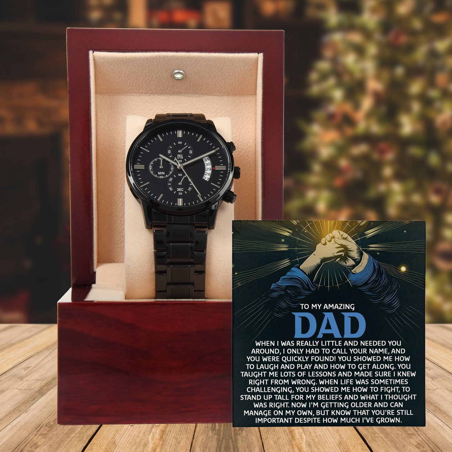 To My Amazing Dad Chronograph Watch Gift | Meaningful Father's Day Watch from Son or Daughter - Timepiece with Heartfelt Message | Unique Birthday or Christmas Gift for Dad - Mallard Moon Gift Shop