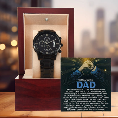 To My Amazing Dad Chronograph Watch Gift | Meaningful Father's Day Watch from Son or Daughter - Timepiece with Heartfelt Message | Unique Birthday or Christmas Gift for Dad - Mallard Moon Gift Shop