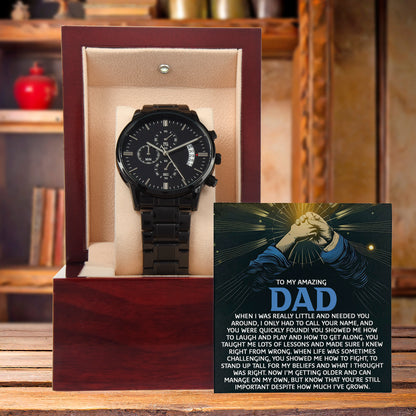 To My Amazing Dad Chronograph Watch Gift | Meaningful Father's Day Watch from Son or Daughter - Timepiece with Heartfelt Message | Unique Birthday or Christmas Gift for Dad - Mallard Moon Gift Shop