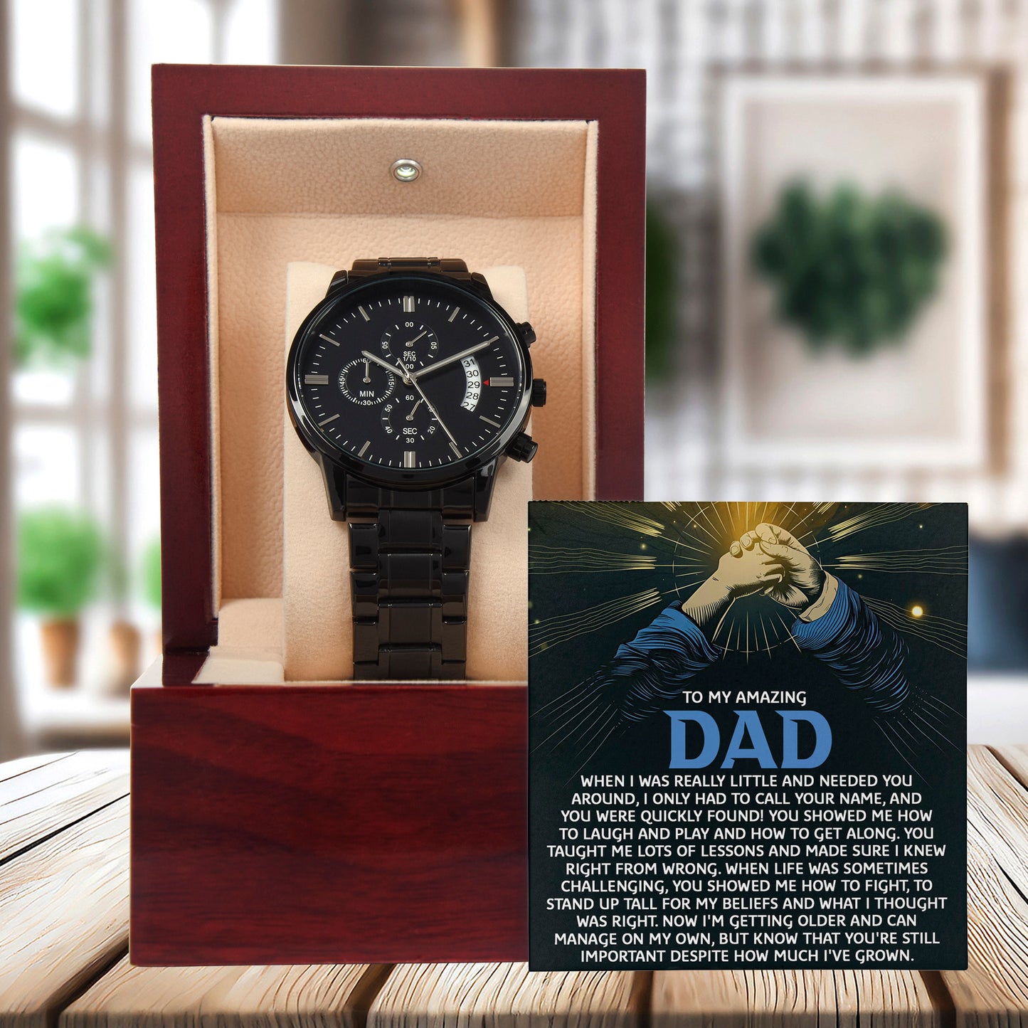 To My Amazing Dad Chronograph Watch Gift | Meaningful Father's Day Watch from Son or Daughter - Timepiece with Heartfelt Message | Unique Birthday or Christmas Gift for Dad - Mallard Moon Gift Shop