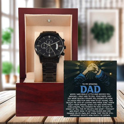 To My Amazing Dad Chronograph Watch Gift | Meaningful Father's Day Watch from Son or Daughter - Timepiece with Heartfelt Message | Unique Birthday or Christmas Gift for Dad - Mallard Moon Gift Shop