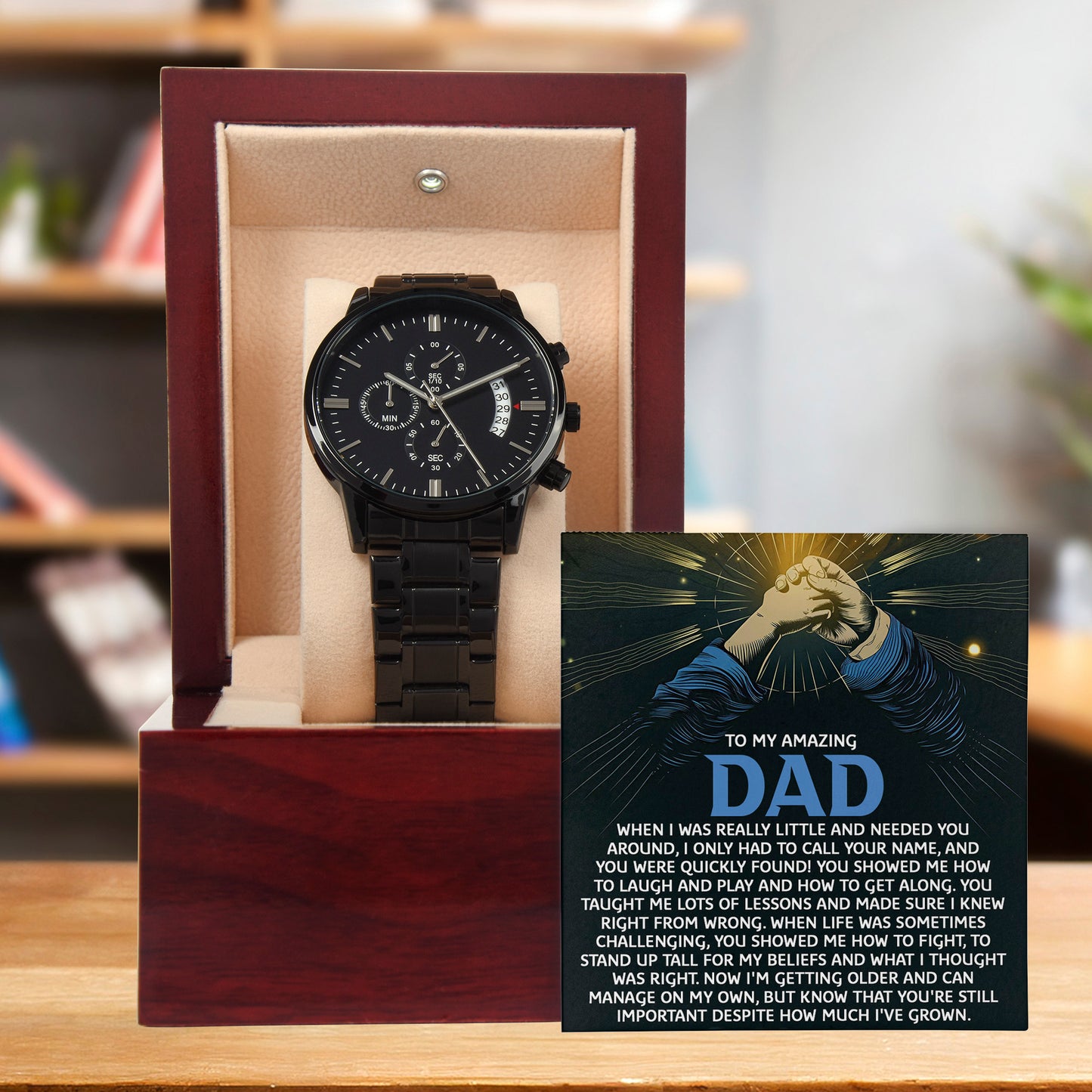 To My Amazing Dad Chronograph Watch Gift | Meaningful Father's Day Watch from Son or Daughter - Timepiece with Heartfelt Message | Unique Birthday or Christmas Gift for Dad - Mallard Moon Gift Shop