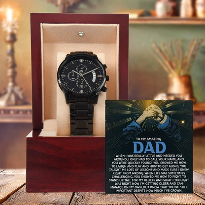 To My Amazing Dad Chronograph Watch Gift | Meaningful Father's Day Watch from Son or Daughter - Timepiece with Heartfelt Message | Unique Birthday or Christmas Gift for Dad - Mallard Moon Gift Shop