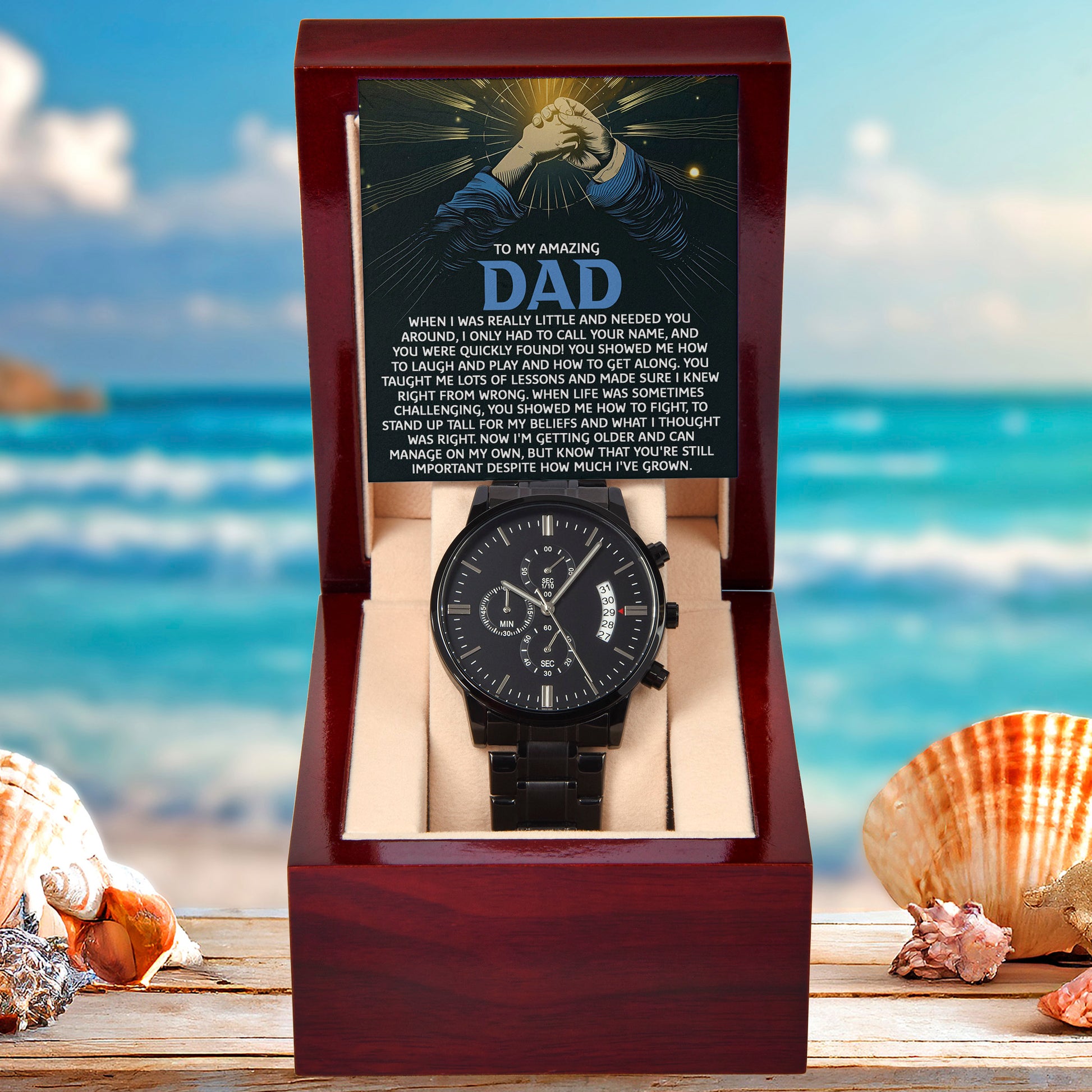 To My Amazing Dad Chronograph Watch Gift | Meaningful Father's Day Watch from Son or Daughter - Timepiece with Heartfelt Message | Unique Birthday or Christmas Gift for Dad - Mallard Moon Gift Shop