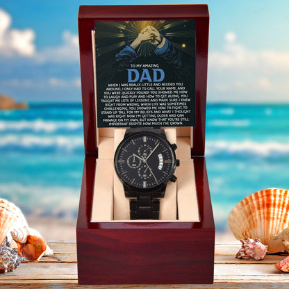 To My Amazing Dad Chronograph Watch Gift | Meaningful Father's Day Watch from Son or Daughter - Timepiece with Heartfelt Message | Unique Birthday or Christmas Gift for Dad - Mallard Moon Gift Shop
