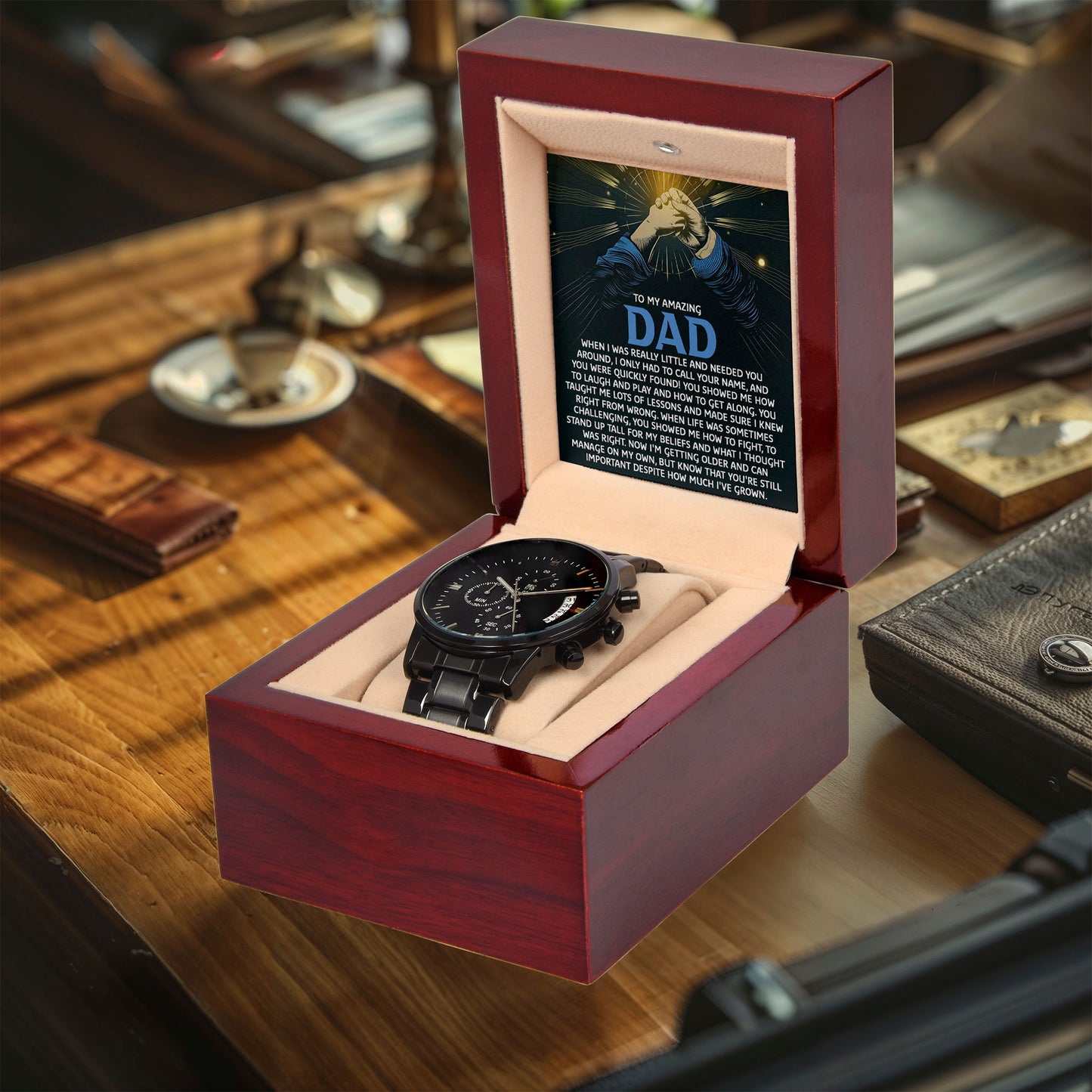 To My Amazing Dad Chronograph Watch Gift | Meaningful Father's Day Watch from Son or Daughter - Timepiece with Heartfelt Message | Unique Birthday or Christmas Gift for Dad - Mallard Moon Gift Shop