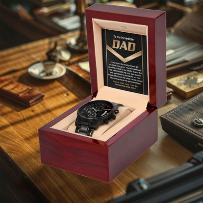 Gift for Dad Your Time Is A Precious Gift Black Chronograph Watch - Mallard Moon Gift Shop