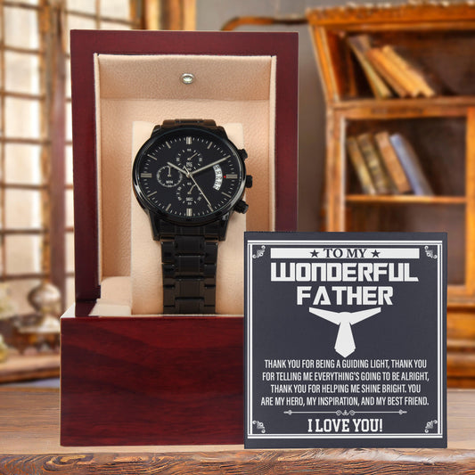 Dad Gift You Are My Guiding Light Black Chronograph Watch - Mallard Moon Gift Shop