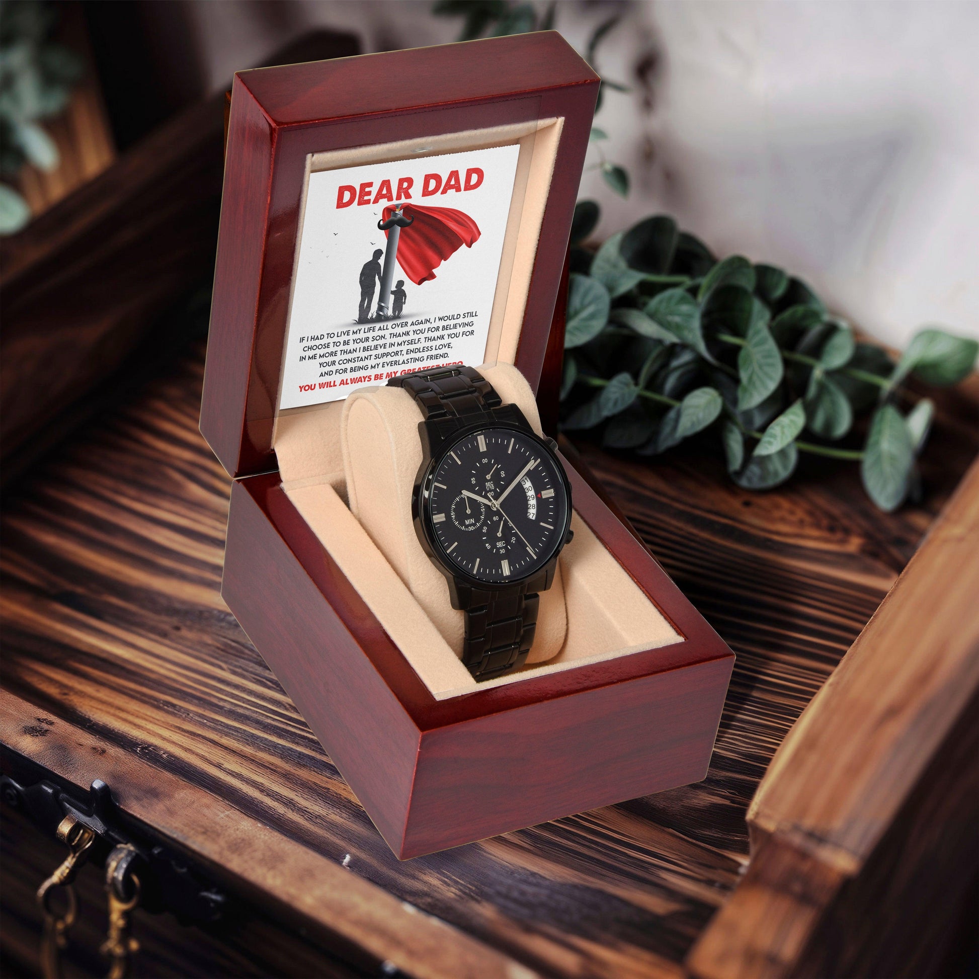 Dad Gift - You Are My Greatest Hero Black Chronograph Watch - Mallard Moon Gift Shop