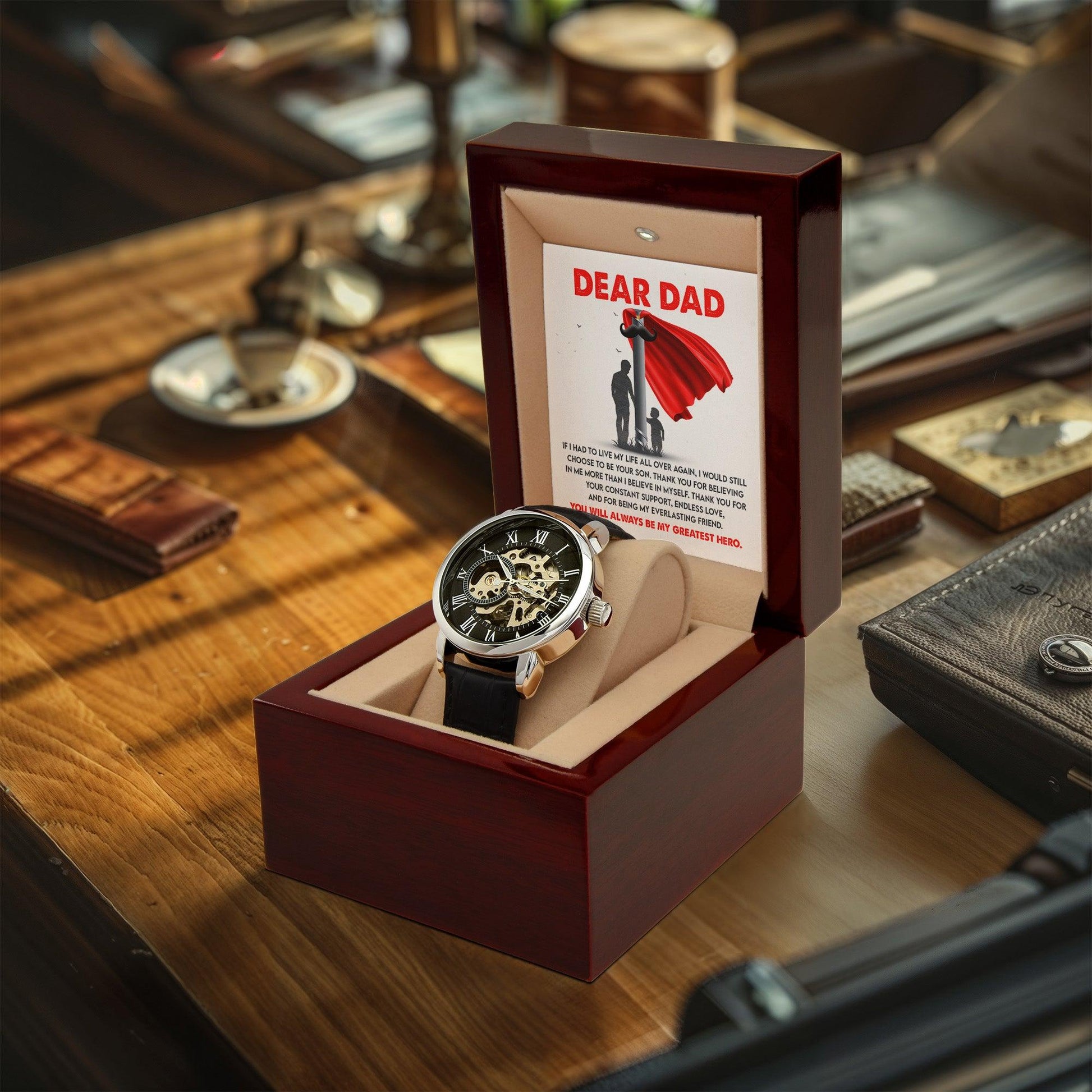 Dad Gift - You Are My Greatest Hero Men's Openwork Watch with Gift Box - Mallard Moon Gift Shop