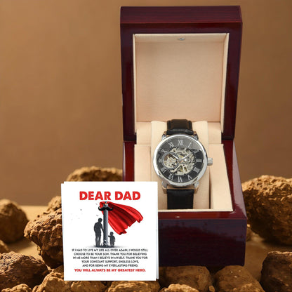 Dad Gift - You Are My Greatest Hero Men's Openwork Watch with Gift Box - Mallard Moon Gift Shop