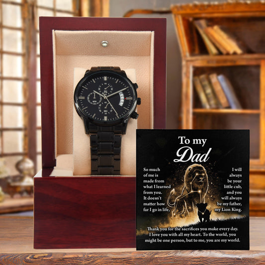 Dad Gift - My Lion King - Black Chronograph Watch - Mallard Moon Gift Shop