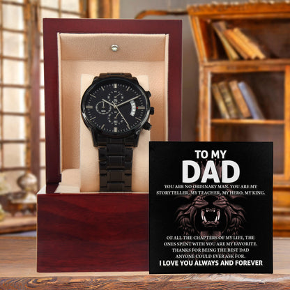Gift for Dad - My Storyteller - Black Chronograph Watch - Mallard Moon Gift Shop