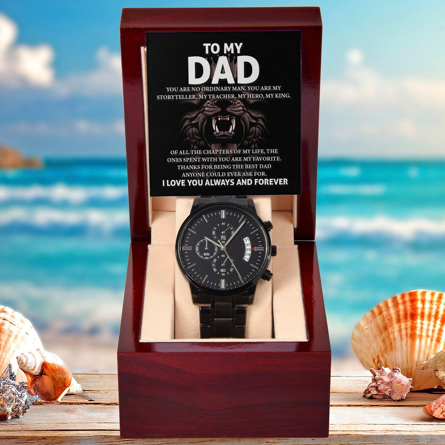 Gift for Dad - My Storyteller - Black Chronograph Watch - Mallard Moon Gift Shop
