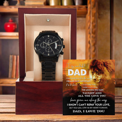 Dad Gift - Repay Your Love- Black Chronograph Watch - Mallard Moon Gift Shop