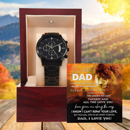 Dad Gift - Repay Your Love- Black Chronograph Watch - Mallard Moon Gift Shop