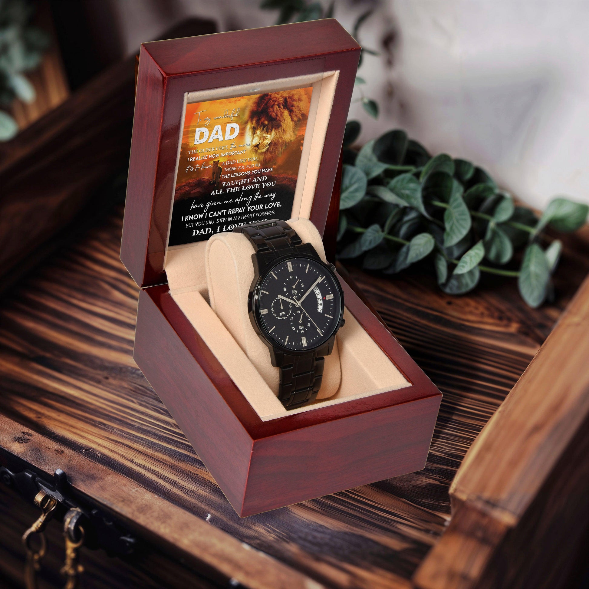 Dad Gift - Repay Your Love- Black Chronograph Watch - Mallard Moon Gift Shop
