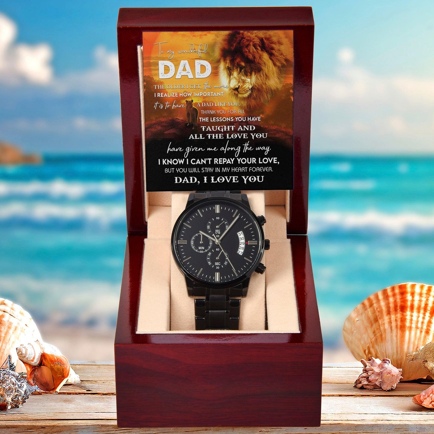 Dad Gift - Repay Your Love- Black Chronograph Watch - Mallard Moon Gift Shop