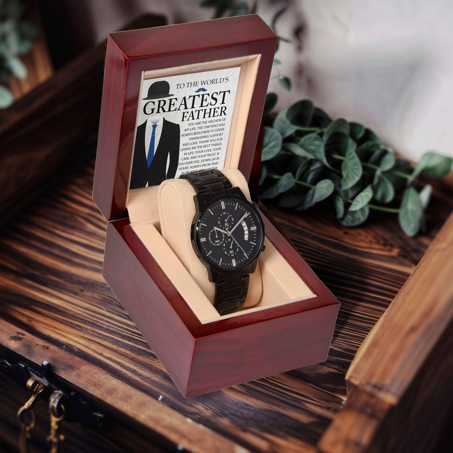 Dad Gift - You Are The Anchor in my Life - Black Chronograph Watch - Mallard Moon Gift Shop