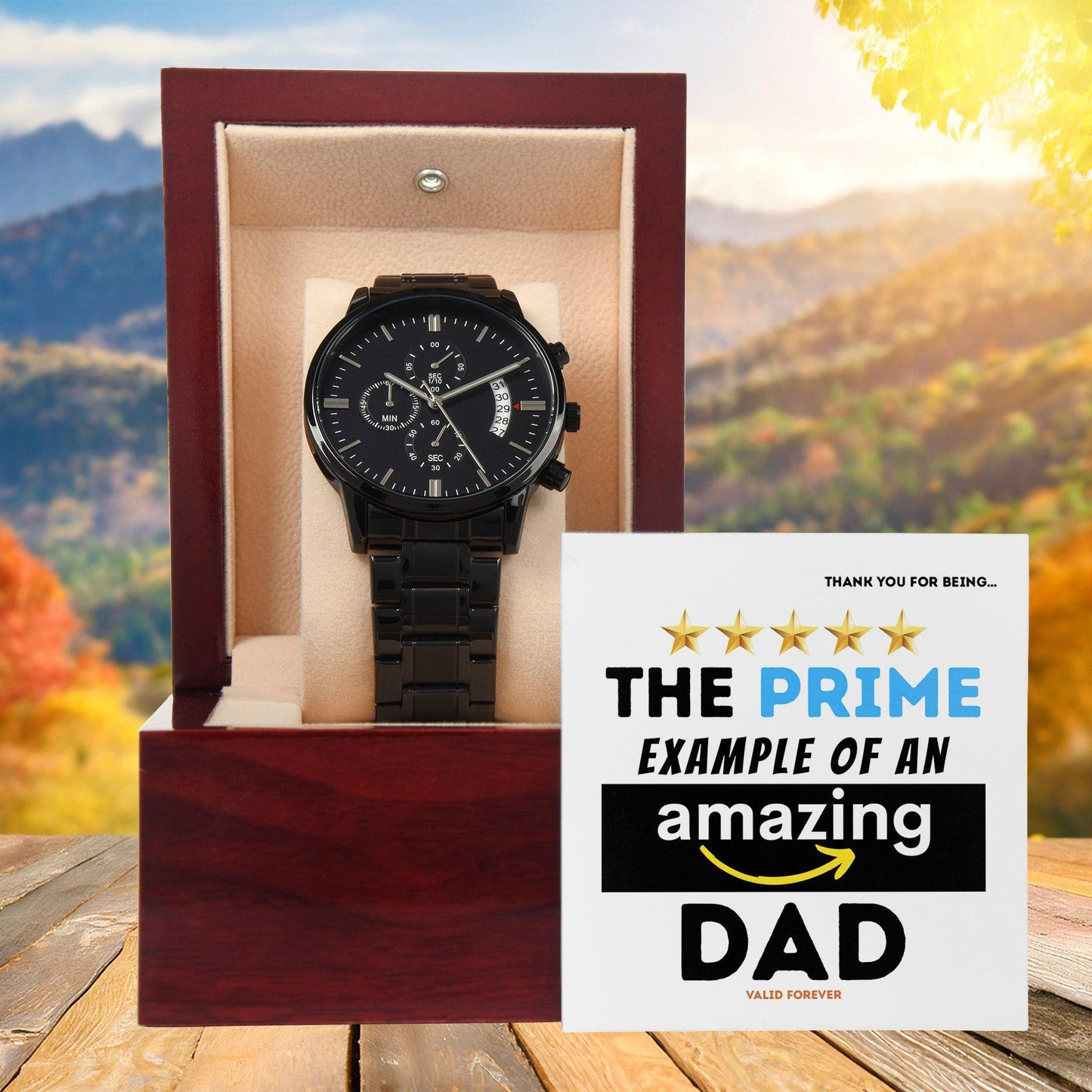 Dad Gift - The Prime Example of an Amazing Dad Black Chronograph Watch - Mallard Moon Gift Shop