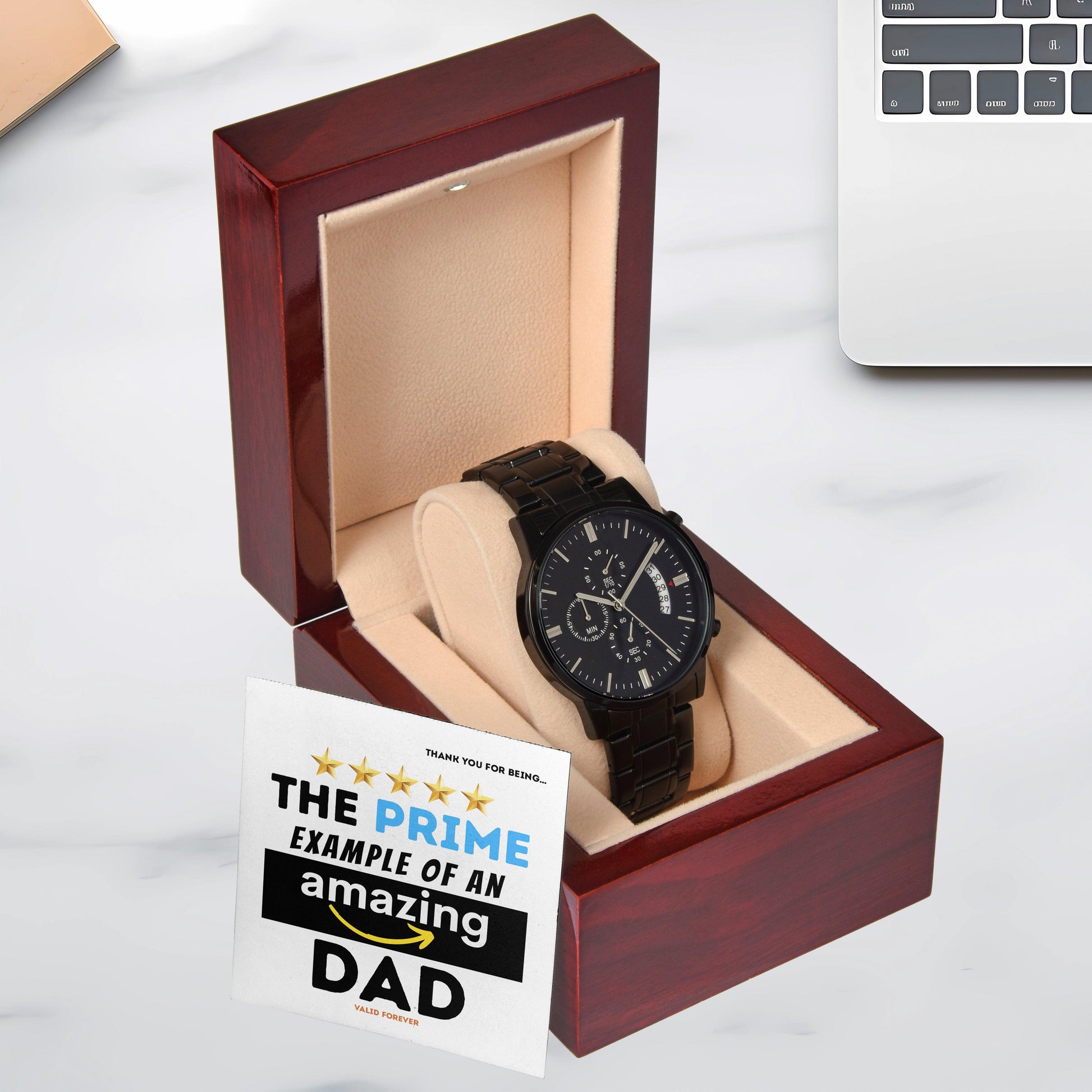 Dad Gift - The Prime Example of an Amazing Dad Black Chronograph Watch - Mallard Moon Gift Shop