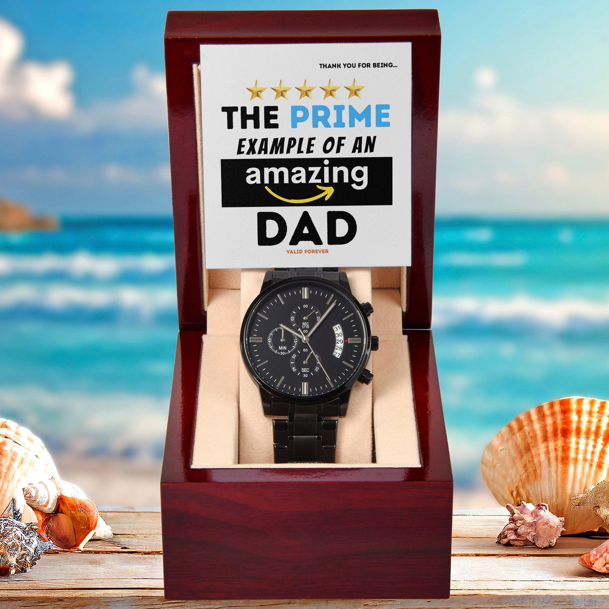 Dad Gift - The Prime Example of an Amazing Dad Black Chronograph Watch - Mallard Moon Gift Shop