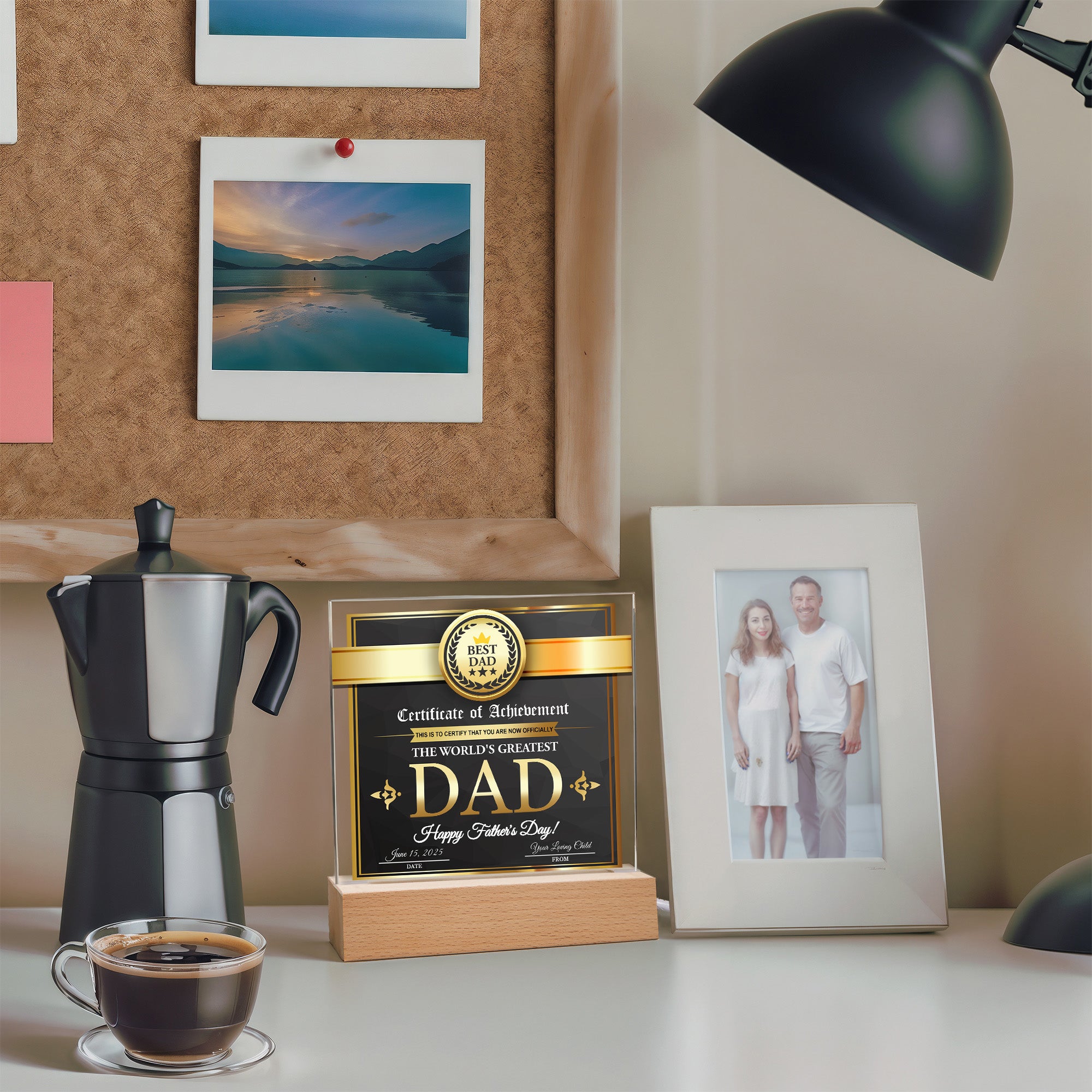 Certificate of Achievement for the World's Greatest Dad Personalized Acrylic Plaque - Mallard Moon Gift Shop