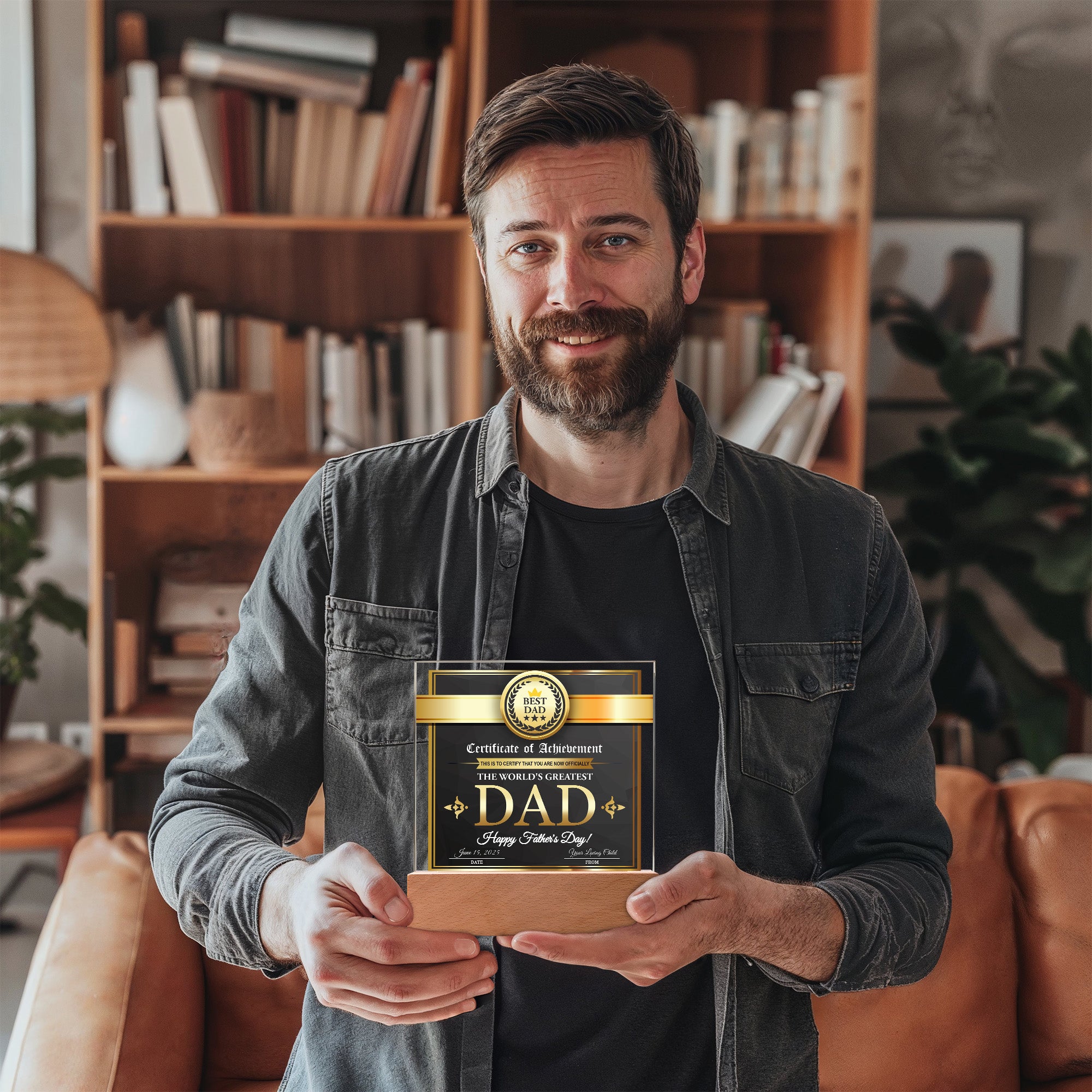 Certificate of Achievement for the World's Greatest Dad Personalized Acrylic Plaque - Mallard Moon Gift Shop