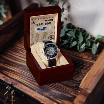 Dad Gift -Thanks for All The Embarrassing Dad Jokes and Dance Moves - Your Favorite Child Men's Openwork Watch with Gift Box - Mallard Moon Gift Shop