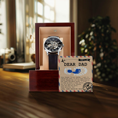 Dad Gift -Thanks for All The Embarrassing Dad Jokes and Dance Moves - Your Favorite Child Men's Openwork Watch with Gift Box - Mallard Moon Gift Shop