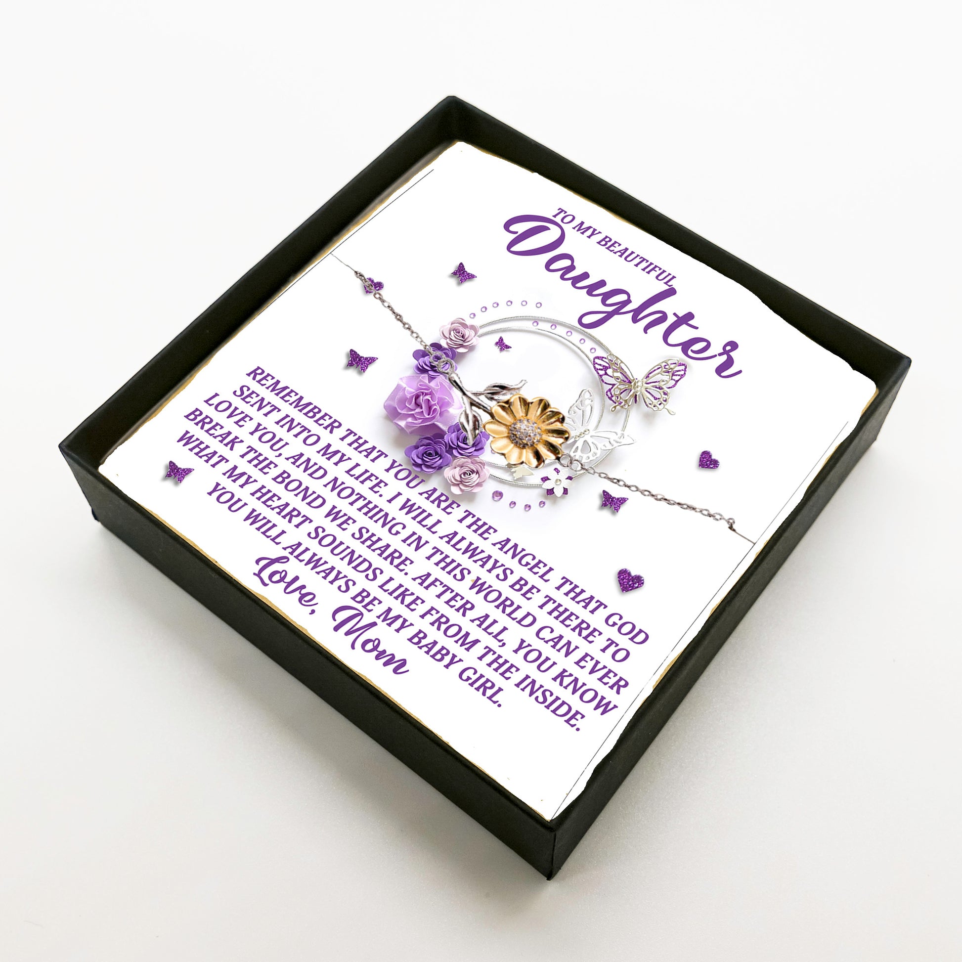 Daughter Gift from Mom – You Are the Angel God Sent Into My Life – Sunflower Bracelet With Message Card - Mallard Moon Gift Shop