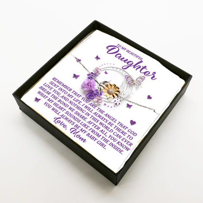 Daughter Gift from Mom – You Are the Angel God Sent Into My Life – Sunflower Bracelet With Message Card - Mallard Moon Gift Shop