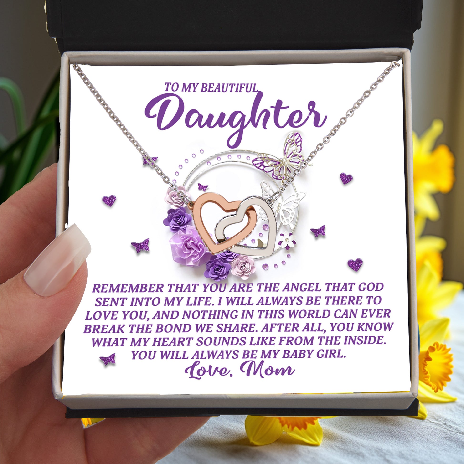 Daughter Gift from Mom – You Are the Angel God Sent Into My Life –Necklace With Message Card and Jewelry - Mallard Moon Gift Shop