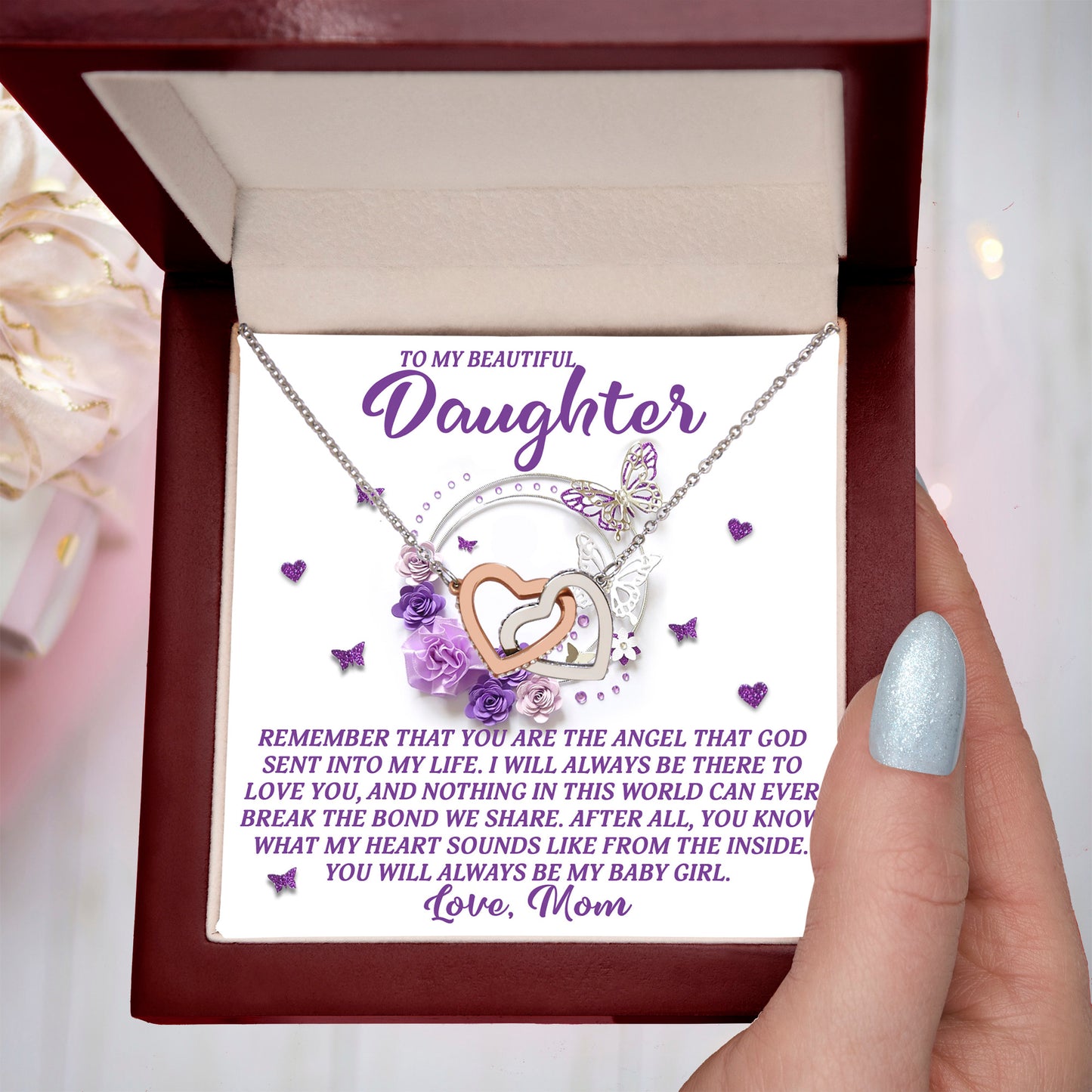 Daughter Gift from Mom – You Are the Angel God Sent Into My Life –Necklace With Message Card and Jewelry - Mallard Moon Gift Shop