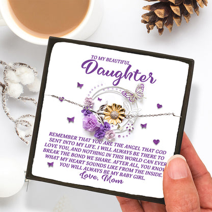 Daughter Gift from Mom – You Are the Angel God Sent Into My Life – Sunflower Bracelet With Message Card - Mallard Moon Gift Shop