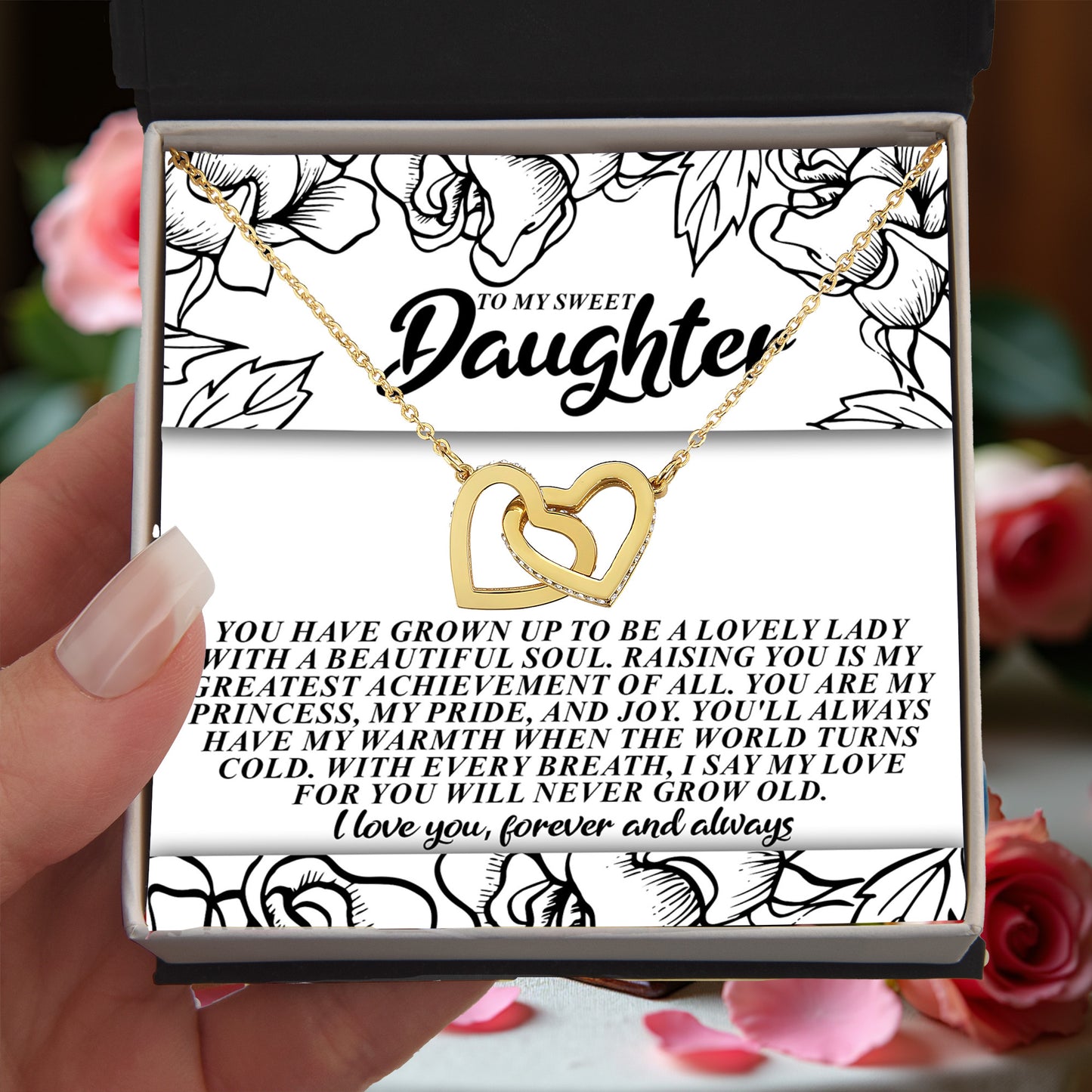 To My Sweet Daughter – You'll Always Have My Warmth When the World Turns Cold – Necklace Gift from Mom or Dad with Message Card - Mallard Moon Gift Shop