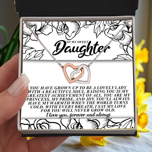 To My Sweet Daughter – You'll Always Have My Warmth When the World Turns Cold – Necklace Gift from Mom or Dad with Message Card - Mallard Moon Gift Shop