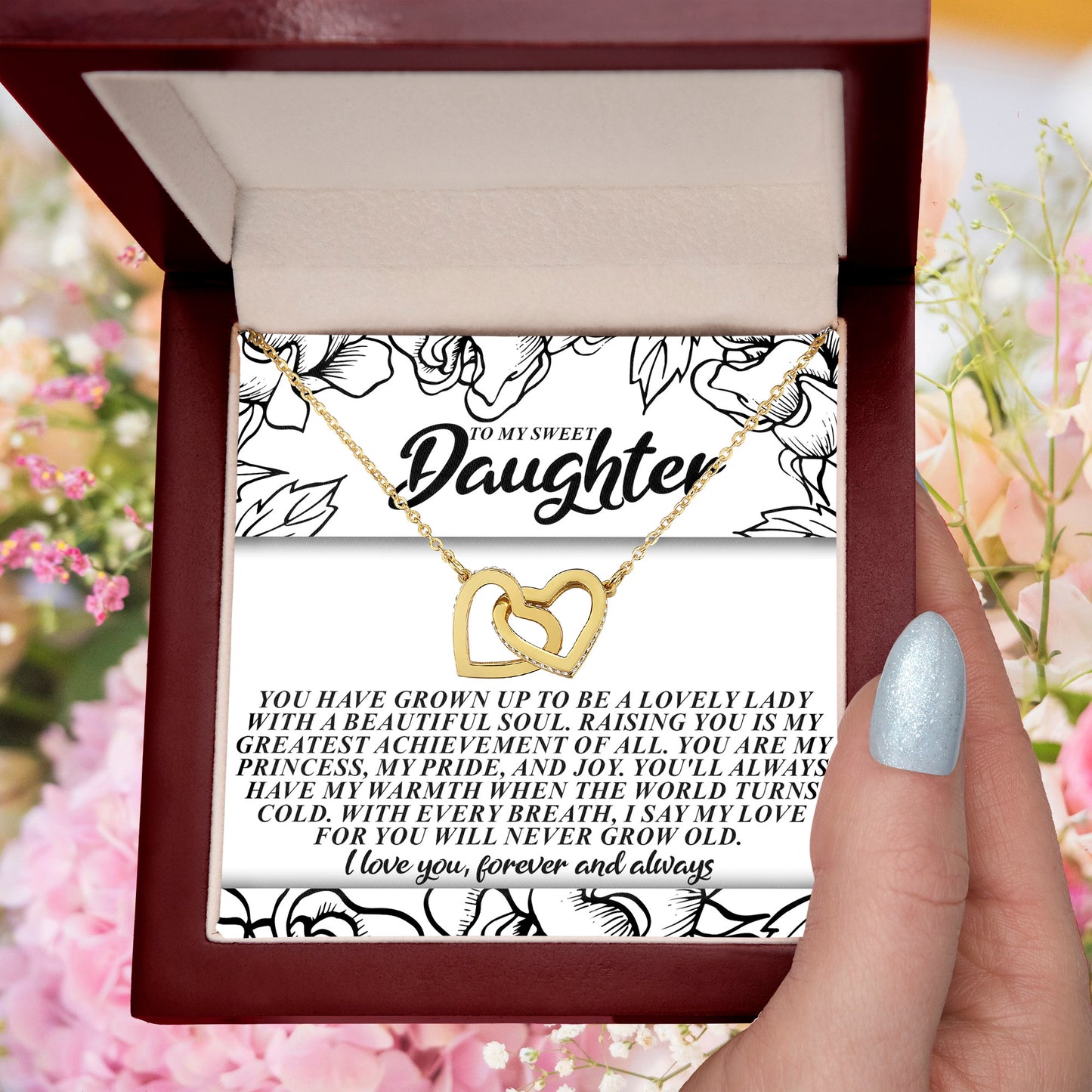 To My Sweet Daughter – You'll Always Have My Warmth When the World Turns Cold – Necklace Gift from Mom or Dad with Message Card - Mallard Moon Gift Shop
